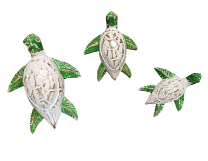 Set 3 Sm Turtles Ast Color WOOD