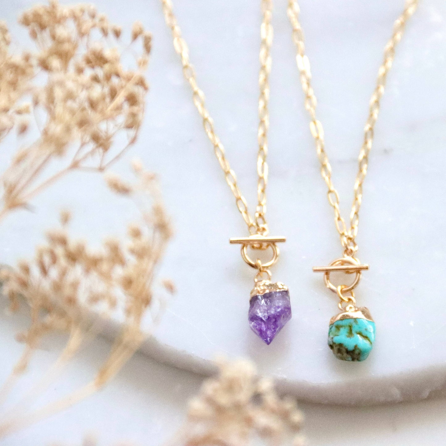 Turquoise Nugget Toggle Necklace