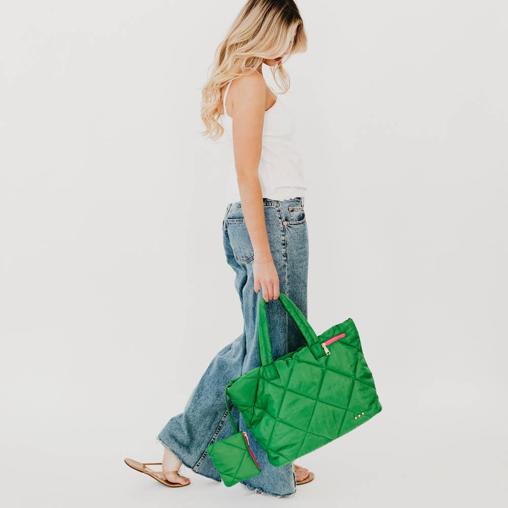 Presley Puffer Quilted Tote Bag With Pouch