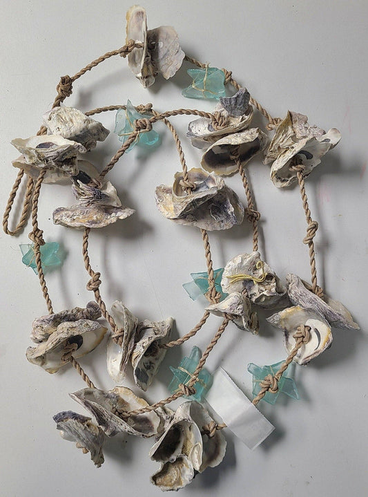 72"OYSTER GARLAND W/ BLUE GLASS-ON SALE (ALREADY DISCOUNTED)