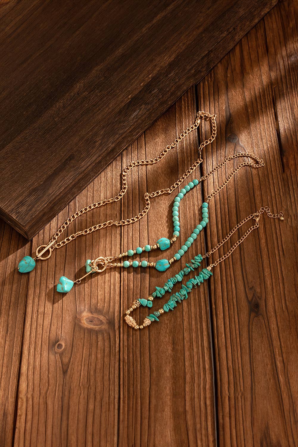 LDC Clasp Turquoise Detail Cable Chain Layered Necklace Set