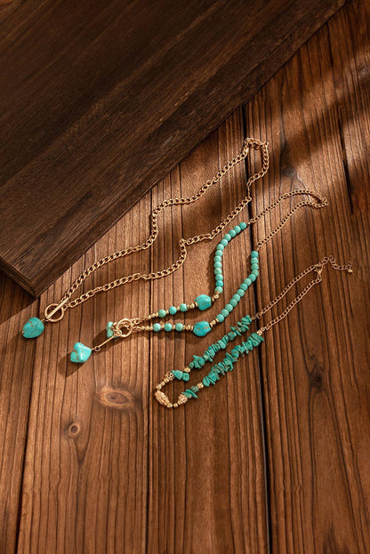 LDC Clasp Turquoise Detail Cable Chain Layered Necklace Set